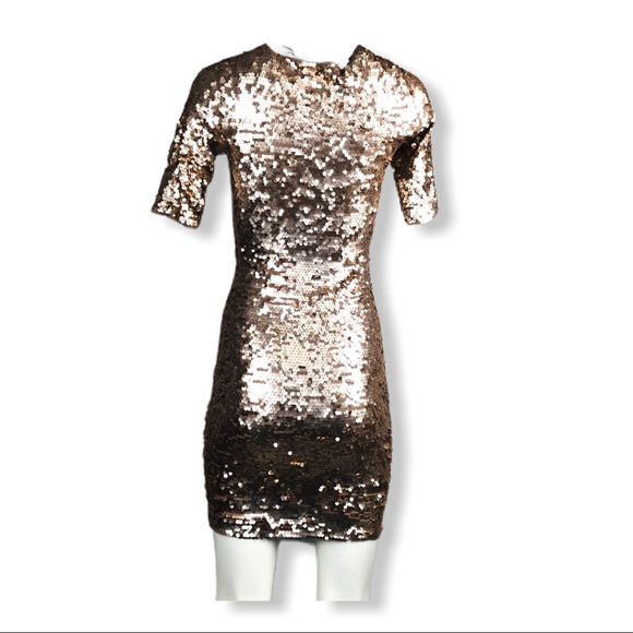Bronze BCBGMAXAZRIA "Marta" Sequin Mini Dress XS - Picture 6 of 8